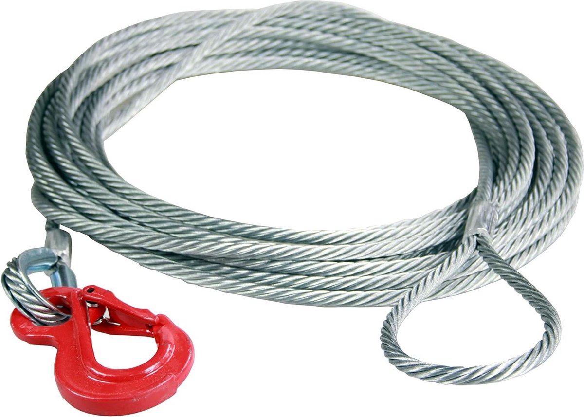 Hefkabel Staalkabel - Bouwkabel Kraanlijn - Veilig Tillen - Versterkte Ooghaak - 8mm 10m - Zilver