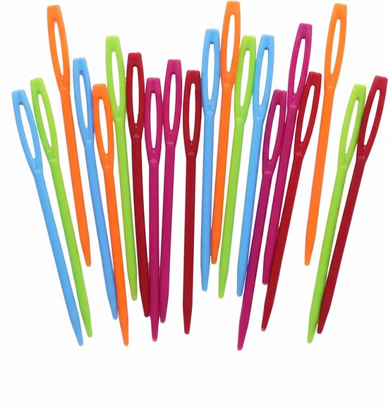 Stopnaalden - set van 20 - Stopnaald - Wolnaalden - Borduur Hobby Naalden - Regenboog Kleuren - Universele Naalden Set - plastic kleuren naalden- 20 stuks - IXEN