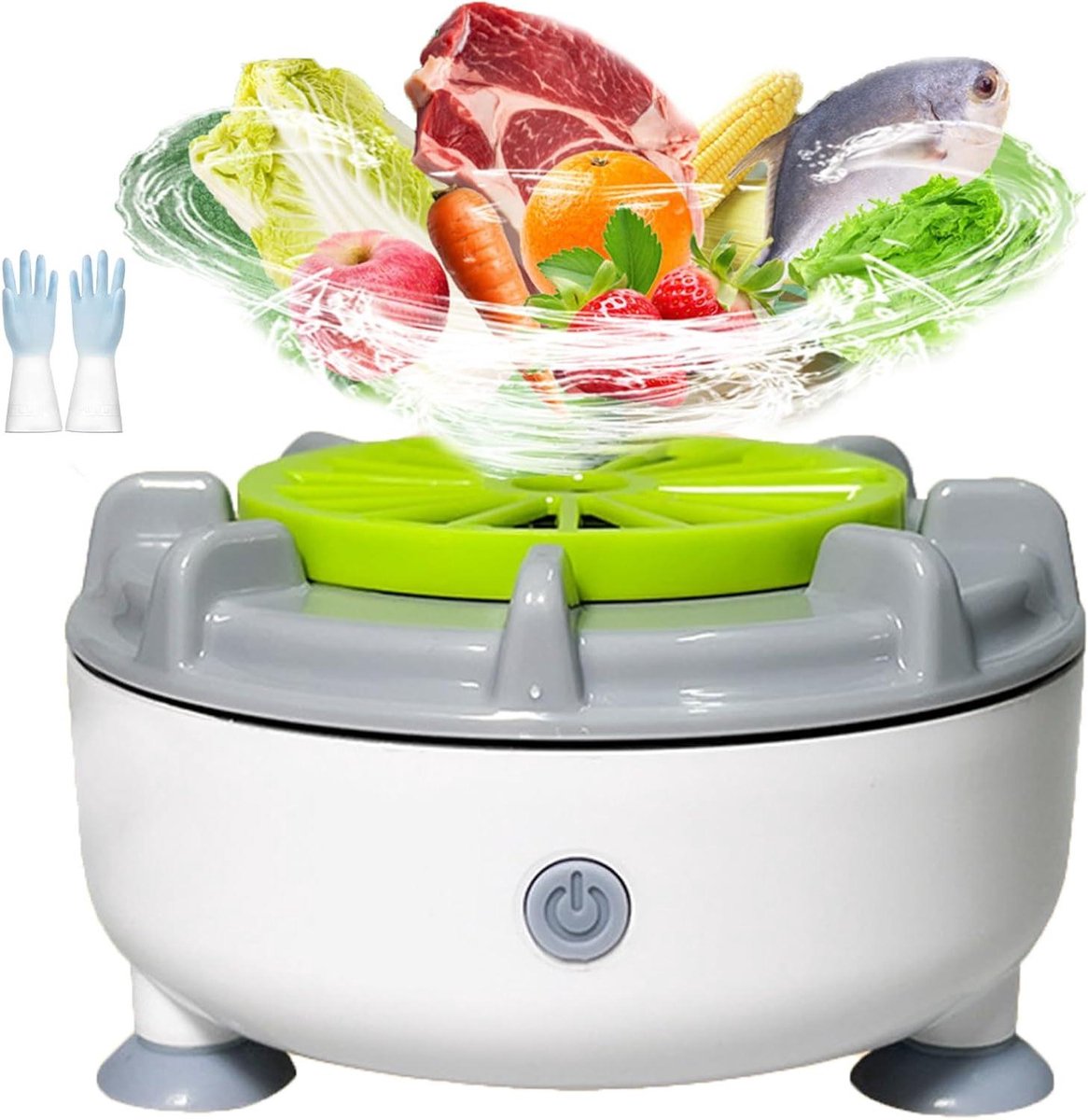 Fruit Wasmachine - Groente Reiniger - Hygiënisch Eten - Vortex Reiniging - Compact Formaat - Wit