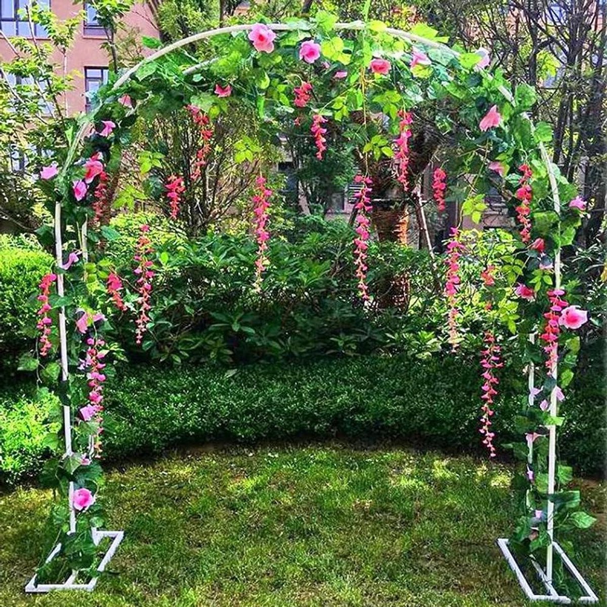 Tuinboog - Metalen Prieel - Klimplanten Ondersteunen - Weerbestendig Gepoeedercoat - 240x220cm - Wit