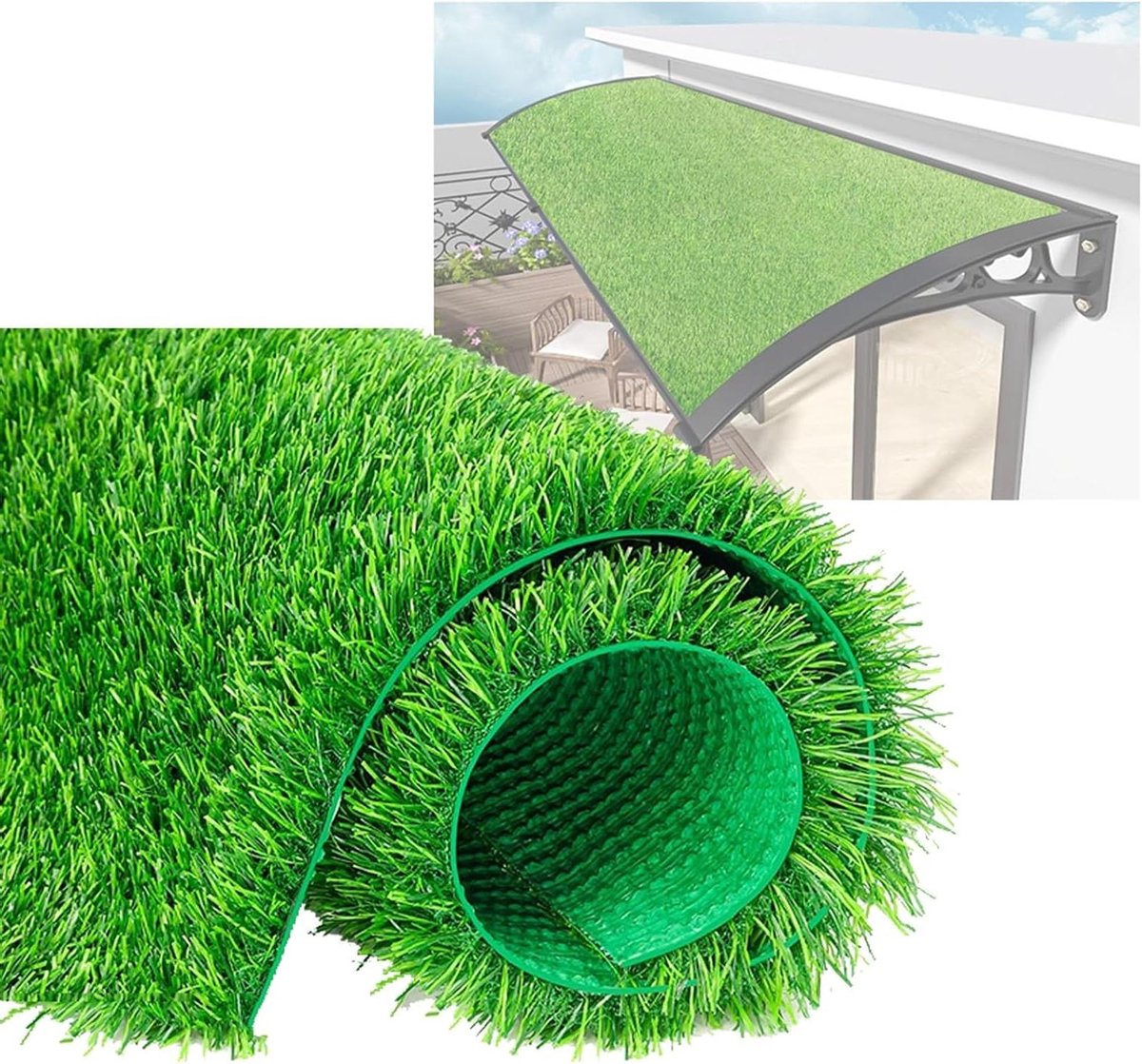 Kunstgras Grasmat - Synthetisch Gazon - Geluidsdemping Buiten - Regendruppel Ontwerp - 50 x 400 cm - Groen