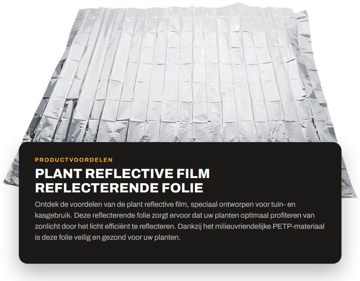 Dailygoods- Reflecterende Film 210 x 120 cm - Zilver Mylar Film - Plantengroei Folie - Milieuvriendelijk PETP - Eenvoudig te Snijden - Hoge Reflecterende Bedekking - Tuinfolie