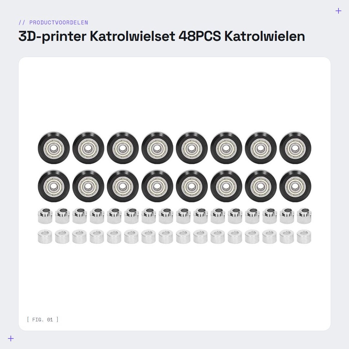 Dailygoods- Katrolwielset 48PCS - POM Katrolwielen - Buitendiameter 24 mm - Hoogte 10 mm - Binnendiameter 5 mm - Hoge afdruknauwkeurigheid - 3D-printerpoelie