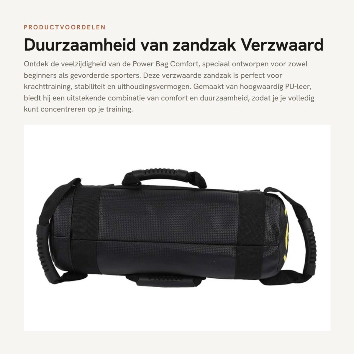 Dailygoods- Zandzak 10kg - Duurzaam PU-leer - Gewichthefzak - Vochtbestendig - Voor krachttraining - Optimaal comfort