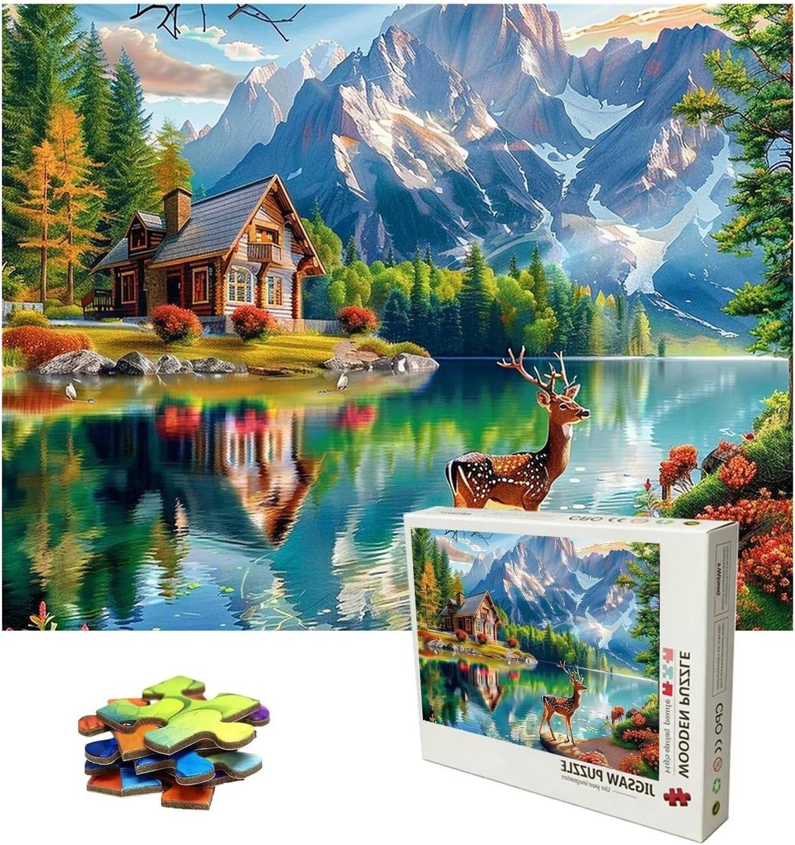 Legpuzzels Volwassenen - Houten Puzzels - Ontspanning Thuis - Grote Uitdaging - 150x100 cm - Meerlandschap