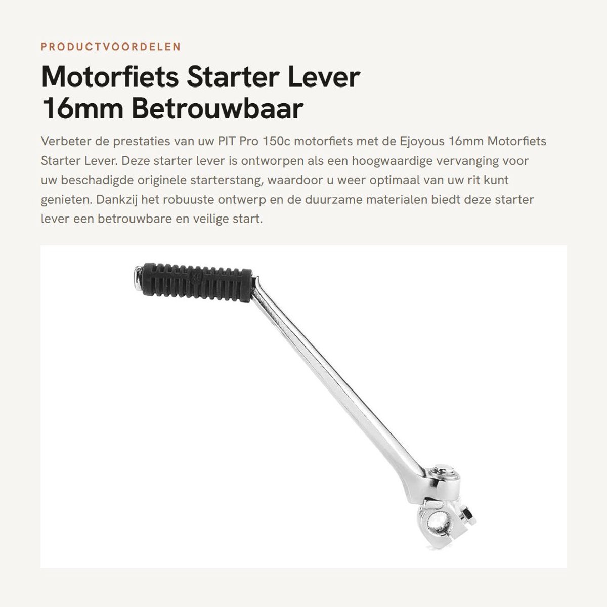 Dailygoods- Startknop Hoogwaardige Prestaties - Vervangingsonderdeel - Geschikt voor PIT Pro 150c - Duurzaam Staal - Antislip Groef - Totale Lengte 280 mm - Startmotor