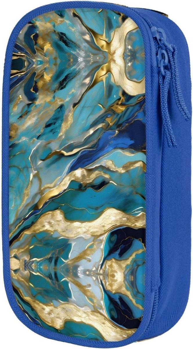 Etui Pen Tas - Opberg Pouch - Kantoor Reis - Grote Capaciteit - 20 cm Lengte - Blauw