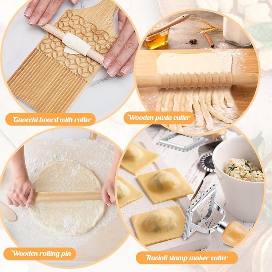 Pastamaker Hout - Gnocchi Bord - Zelf Pasta Maken - Inclusief Stempel - N.v.t. - Natuurlijk van Pastamaker — afbeelding 4