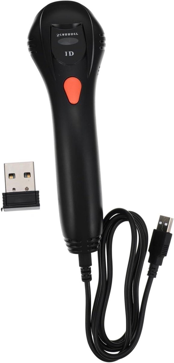 Barcode Scanner - Qr Code Lezer - Snel Betalen - Draadloze Verbinding - 21 cm Lengte - Zwart