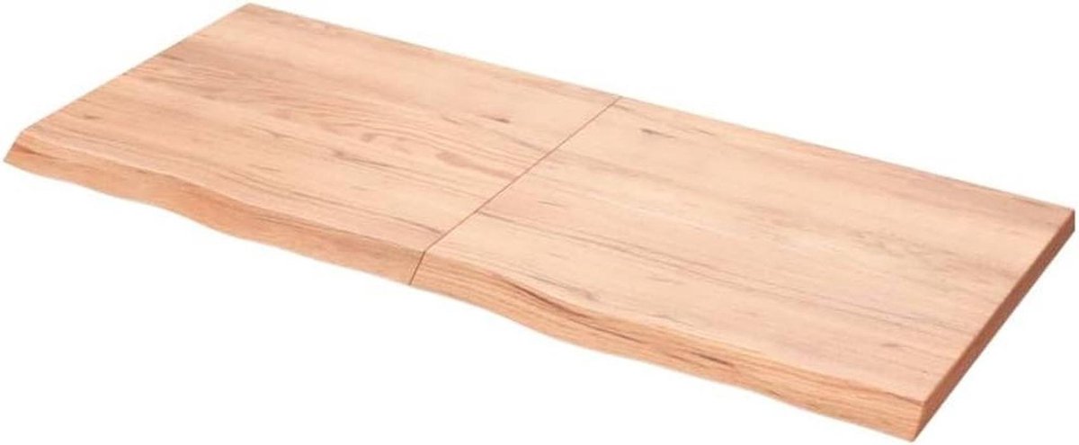 Tafelblad Massief Eiken - Houten Werkblad - Tafel Opknappen - Natuurlijke Rand - 140x60 cm - Licht