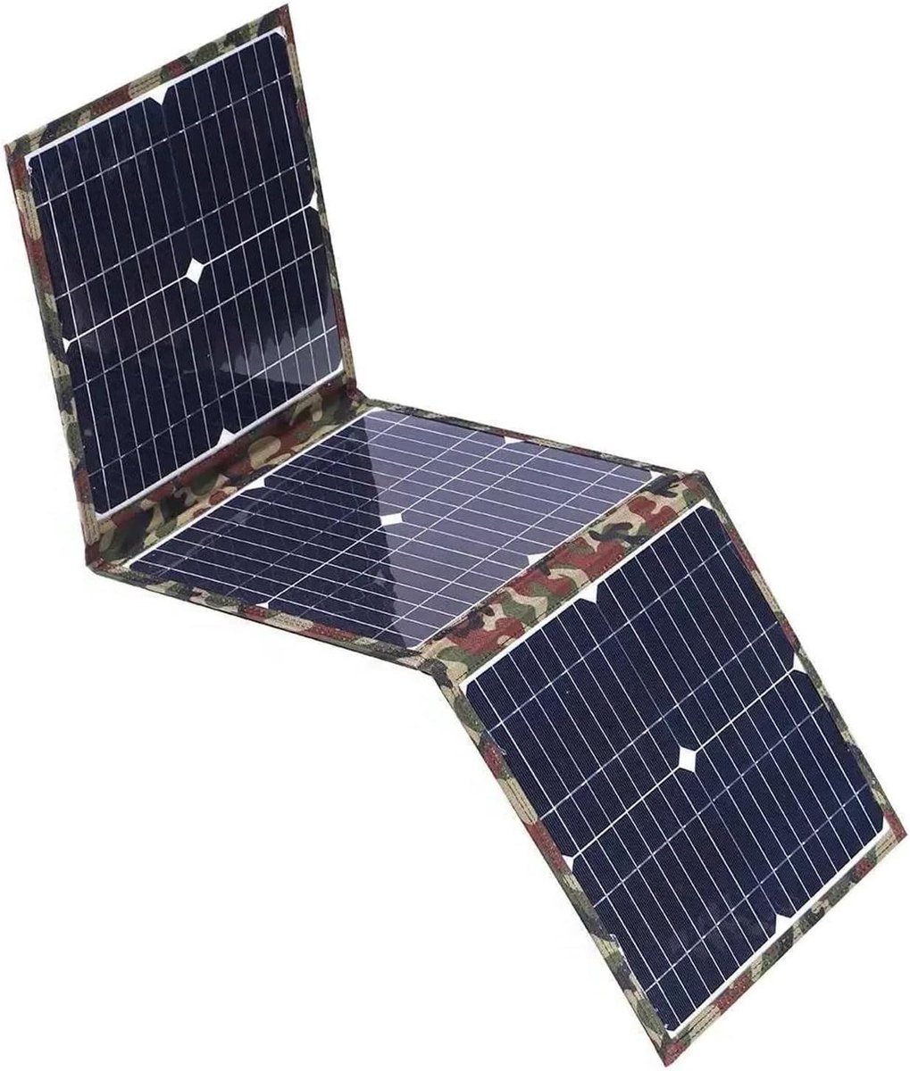Opvouwbare Zonnepaneelset - Draagbare Energiecentrale - Kamperen en Reizen - Monokristallijne Cellen - 870 x 285 mm - Zwart