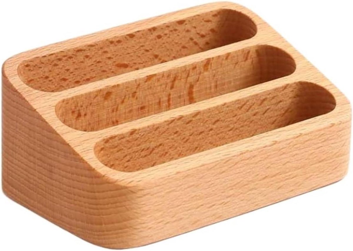 Houten Kaartenhouder - Bureau Standaard - Visitekaarten Tonen - Stabiele Houten Basis - 11.5 cm Lengte - Natuurlijk