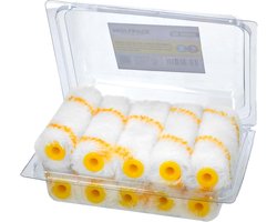 WOLFPACK LINEA PROFESIONAL Vervangende roller voor acryllak, 100 mm, set met 10 rollen, polyamideroller, acrylverfroller