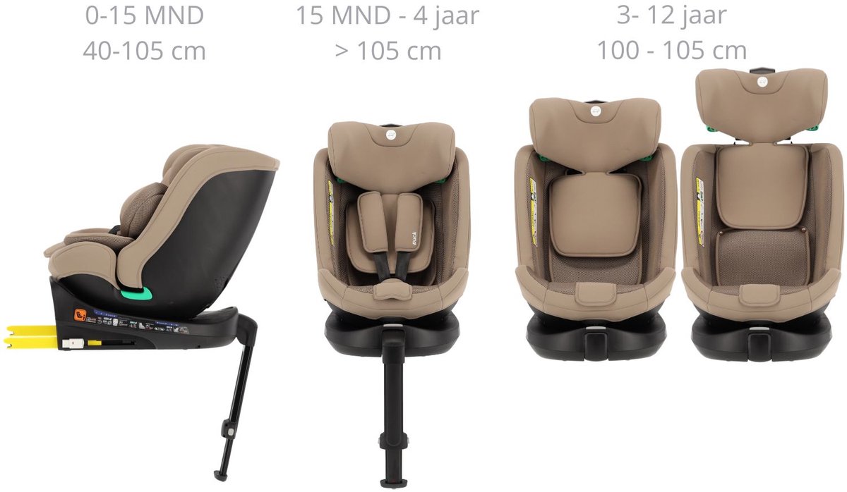 Puck JUNE-brown: Draaibare autostoel, Groep 0-3 (0-12 jaar) thumbnail 2