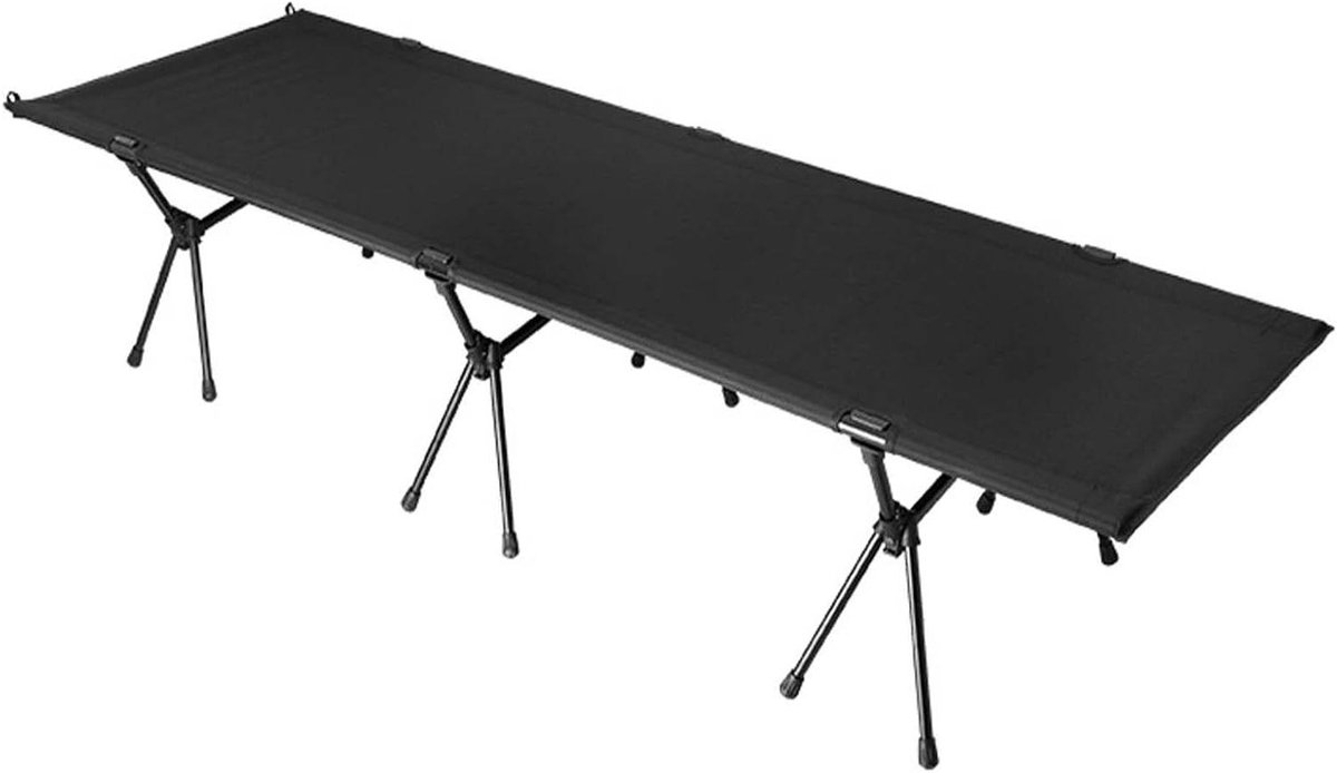 Klapbed Outdoor - Kampeerbed Opvouwbaar - Comfortabel Slapen - Verstelbare Poten - 190 cm Lengte - Zwart