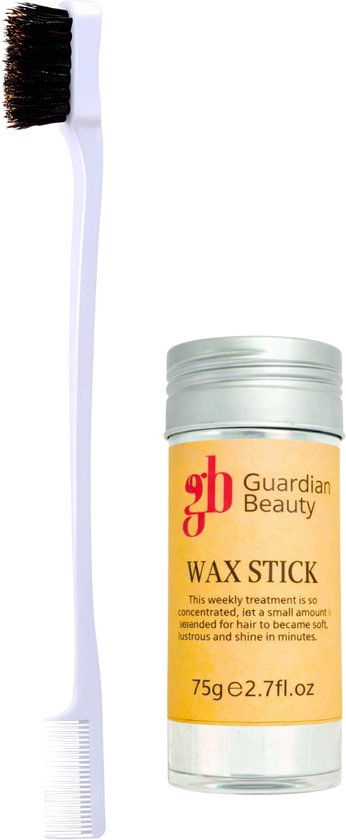 Guardian Beauty Edge Control Borstel en Kam - Wit + Waxstick - Haarstylingtools voor Randjes en Gladstrijken