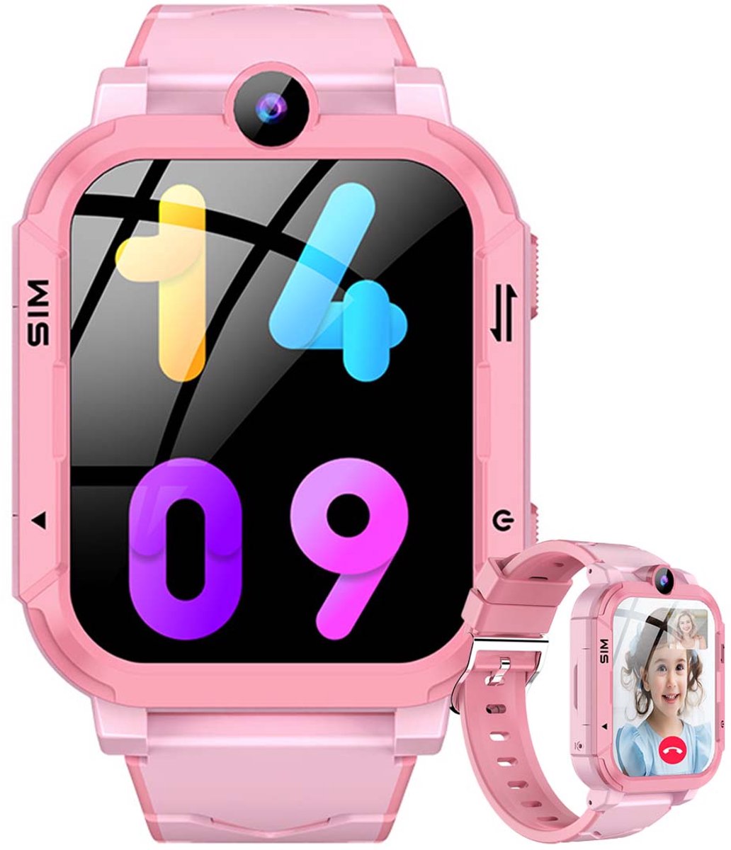 Blackview Z20 Smartwatch - Kids Smartwatch - 1,83" - 800 mAh - 8 MP camera - 4G Belfunctie - GPS - SOS-knop - Slaapmonitor - Stappenteller Horloge - Wekker - Roze