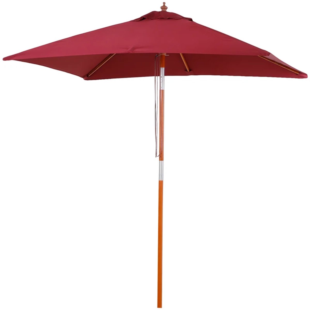 Premium Parasol - Tuinparasol - Opvouwbare Stokparasol - 200 x 150 x 235 cm - Rechthoekige Strandparasol - Kantelbaar & Verstelbaar - Waterafstotend - UV-Bestendig - Strand, Balkon, Terras & Tuin - Bordeauxrood