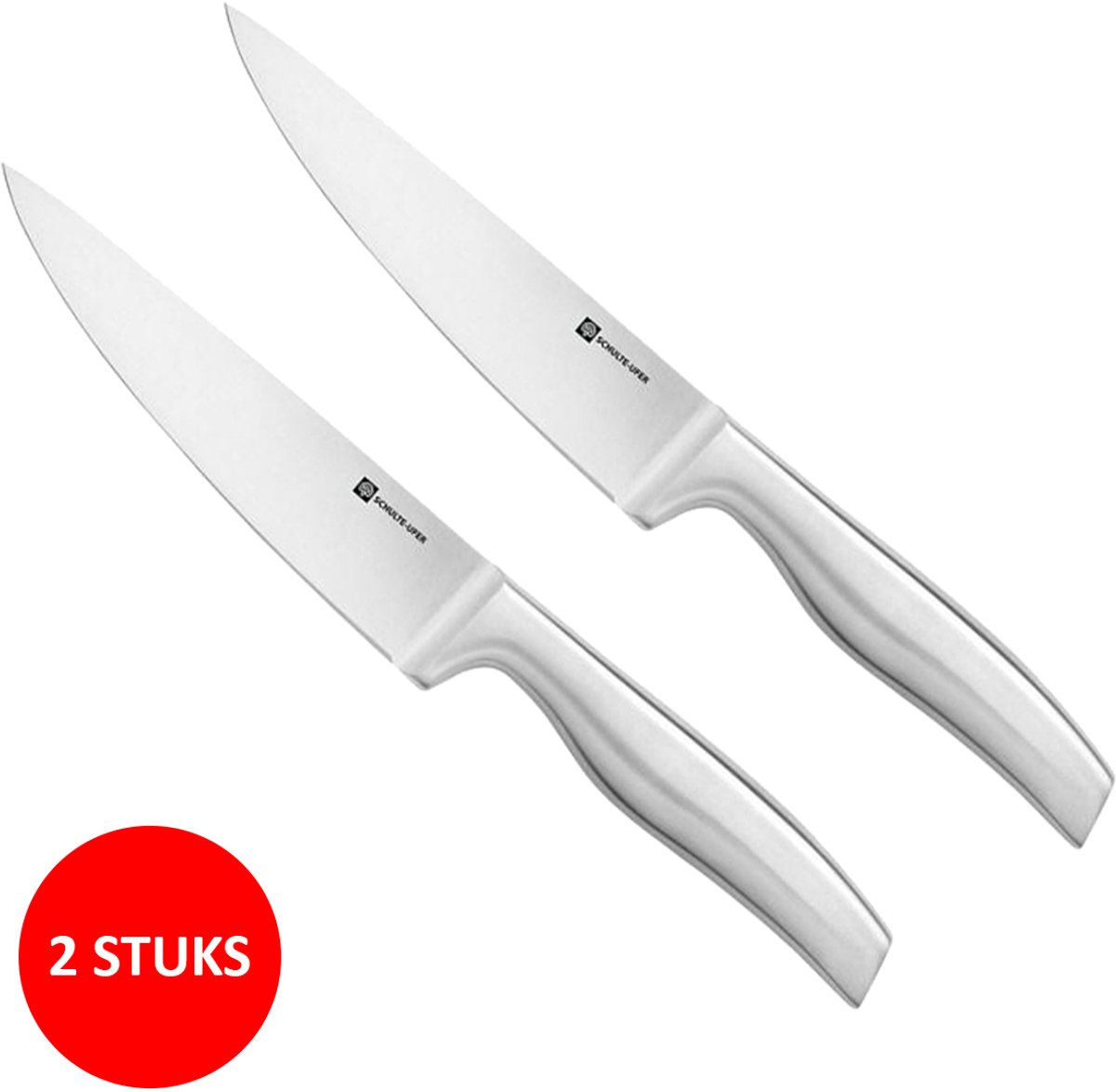 Schulte-Ufer Pro Series Compacte Koksmessen 15 cm - 2 Stuks - RVS Koksmes - Keukenmes voor Groenten, Fruit & Kruiden - Ergonomische Handgreep - Vlijmscherp