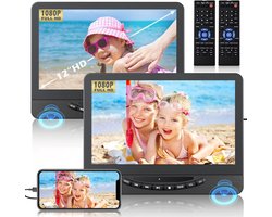 Auto DVD Spelers - Hoofdsteun Schermen - Kinderen Vermaken - Dubbele 1080p HD Schermen - 12 Inch - Zwart