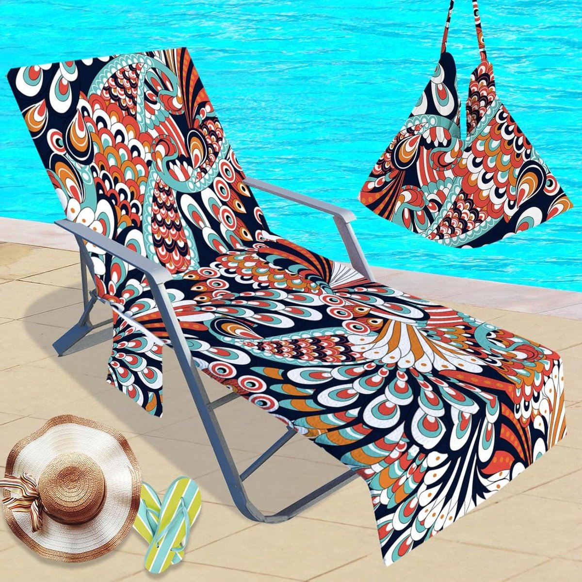 Strandstoelhoes - Strandlaken - Ontspannen - Met opbergvakken - 210 x 75 cm - Mandala