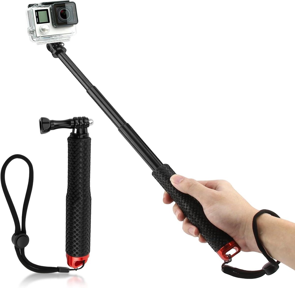 Selfie Stick - Telescoopstok - Onderwater Opnames - Waterdicht Ontwerp - 49 cm - Zwart