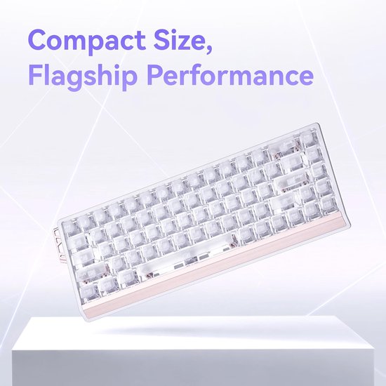 ATK 68 RX Hall Effect Gaming-toetsenbord, 65% 68-toetsen Esports mechanisch, instelbare magnetische bediening 0,005-3,3 mm in stappen van 0,001 mm, lademontage met aluminium plaat (zwart, primordiale — afbeelding 2