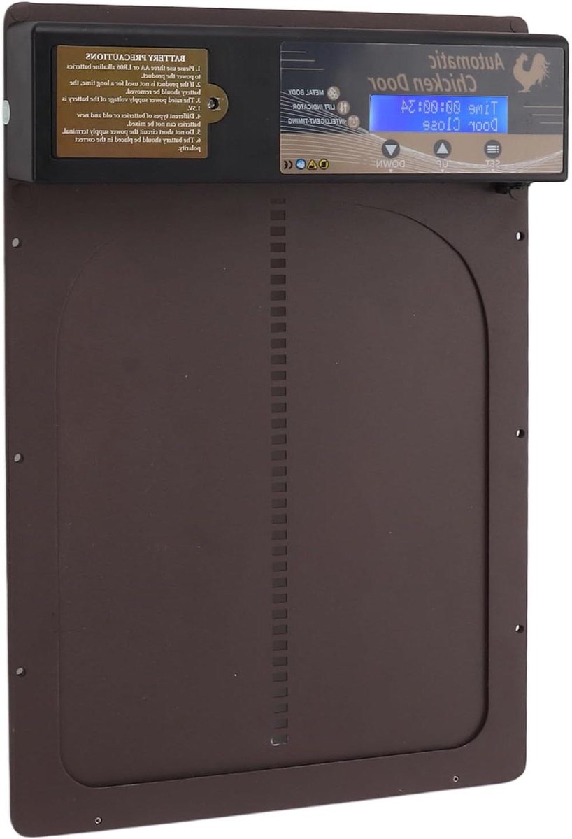 Kippenhok Deur - Automatische Deur - Pluimvee Beschermen - Roestvrij Aluminium - 35x24.3 cm - Coffee