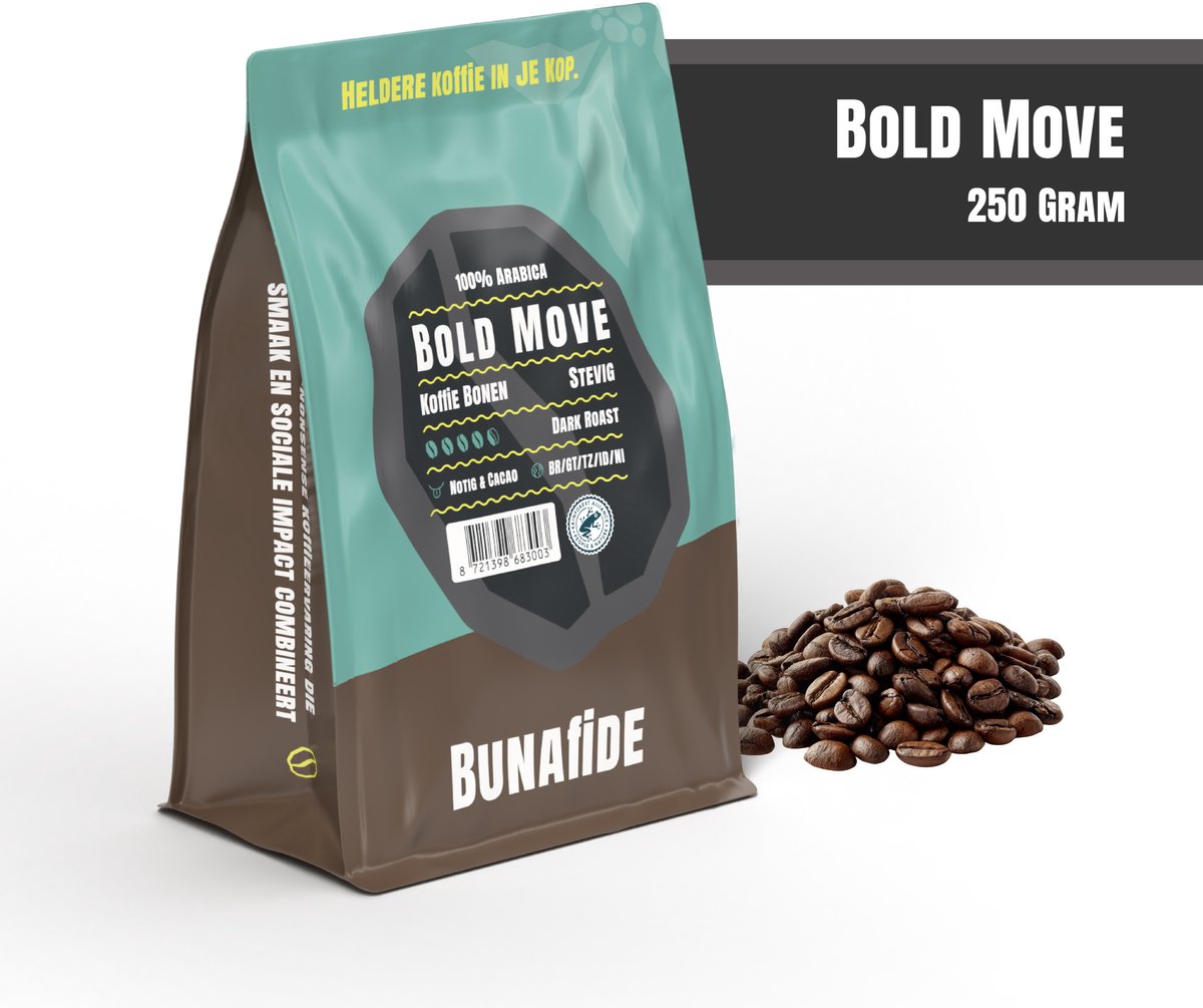 Bunafide - Bold Move - Dark Roast - 100% Arabica - Koffiebonen - 250 gram