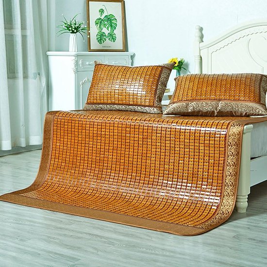 Zomerslaapmat Bamboe - Koelmatras Slaapmat - Koel Slapen - Natuurlijke Bamboe - 150x195cm - Wit — afbeelding 5