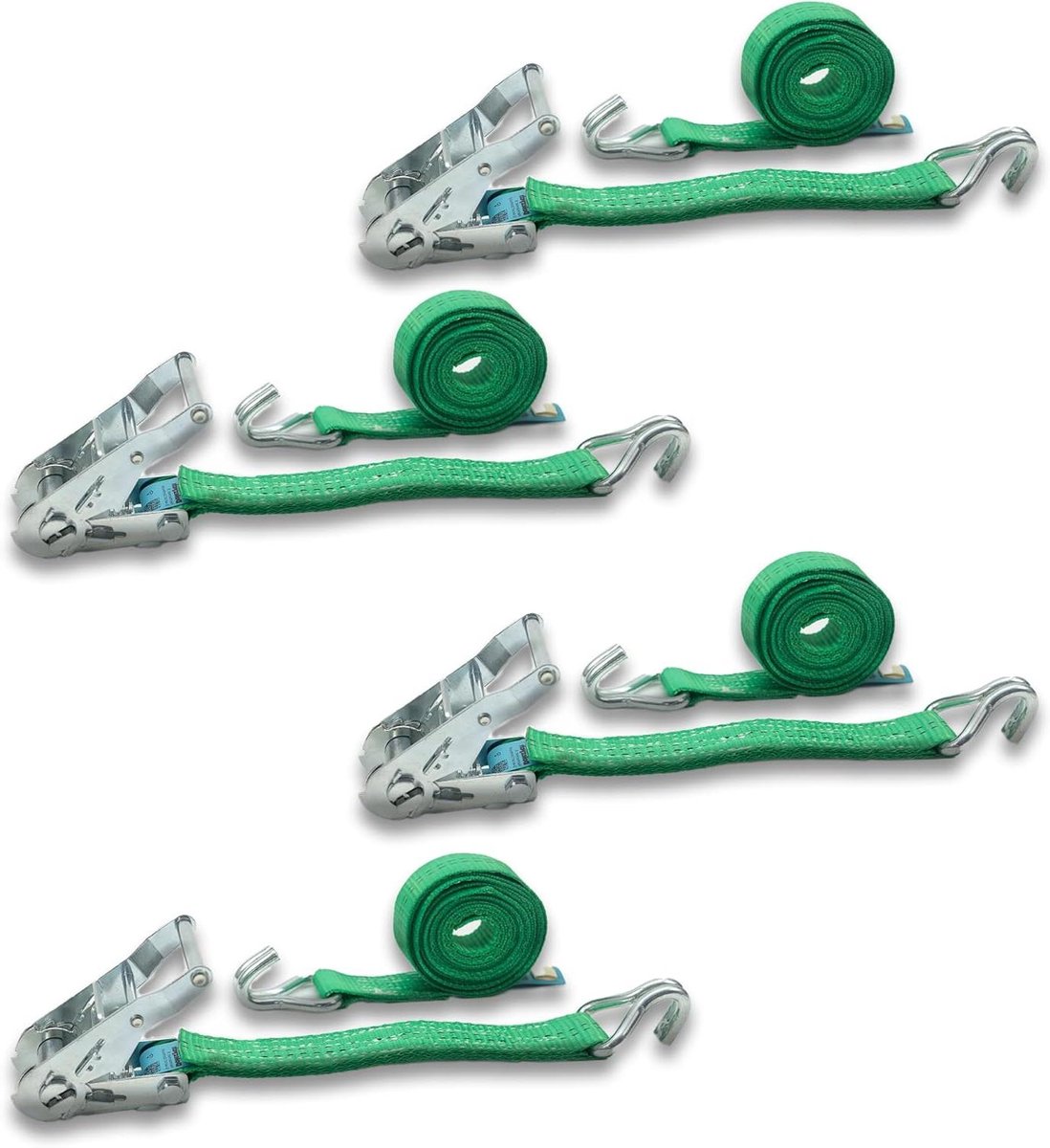 Spanbanden Set - Sjorbanden Ratel - Vastzetten Lading - Hoge Trekkracht - 8 Meter - Groen