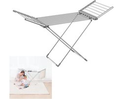 Opvouwbaar droogrek - Wasdroger rek - Kleding drogen - Elektrisch verwarmd - 16 kg capaciteit - Zilver