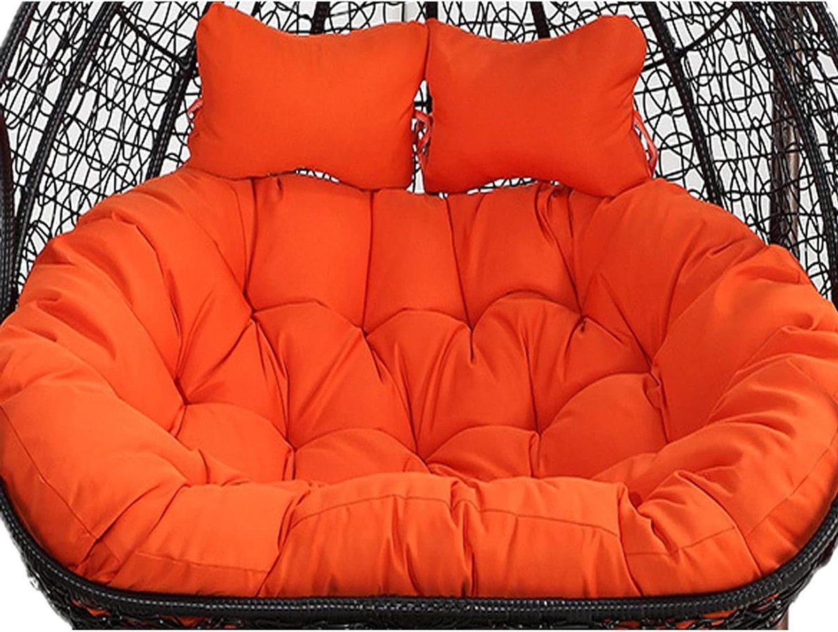 Hangstoel voor buiten - Dubbele hangstoel - Ontspannen in de tuin - Extra dikke vulling - 150x110cm - Oranje