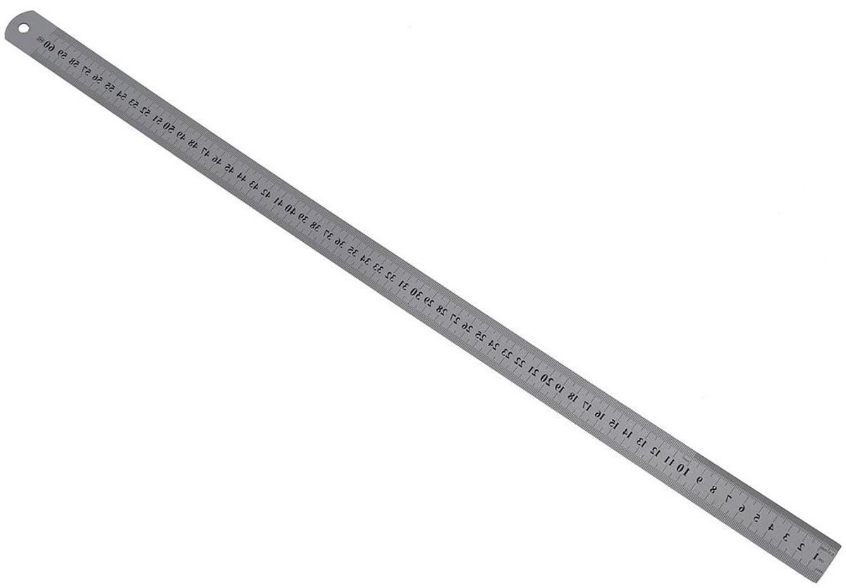 Metalen Liniaal - Meetlat Recht - Precisie Meten - Dubbele Schaal - 60 cm - Zilverkleurig