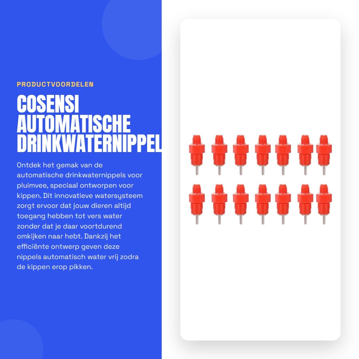 Dailygoods- Drinkwaternippels Automatisch Systeem - 100 Stuks - Pluimvee - Roestvrij Staal - Eenvoudige Installatie - Duurzame Constructie - Kippenwaternippels
