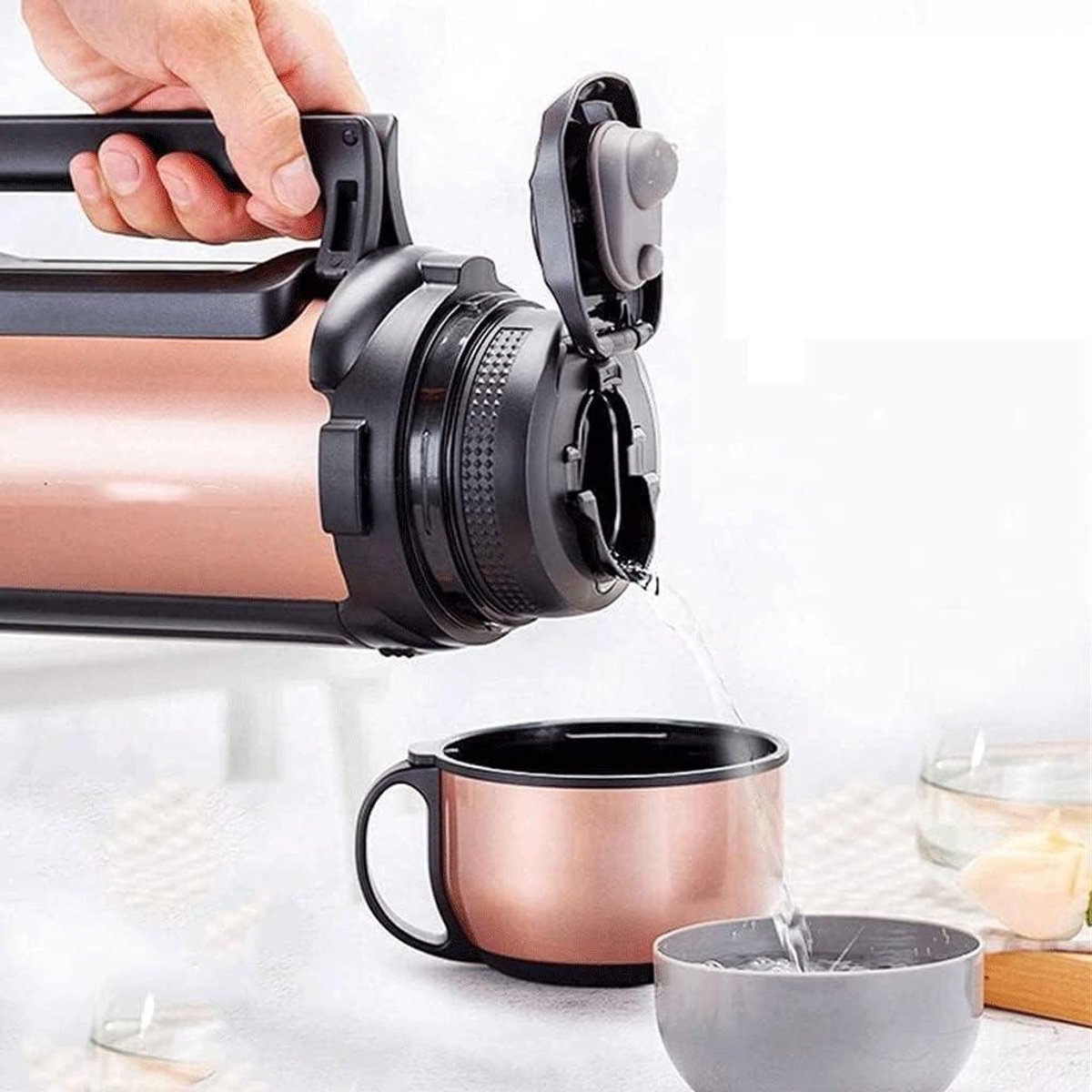 Thermische Koffiekaraf - Drankdispenser Pomp - Warme Dranken Bewaren - 24 Uur Isolatie - 1200 Ml - Zilver