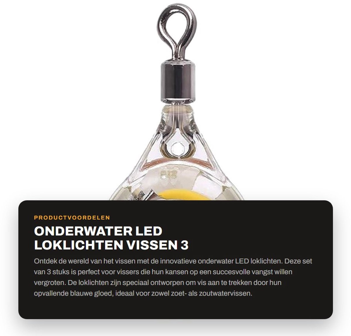 Dailygoods- Onderwaterlicht 3 Stuks - LED Lokken Licht - Diepe Druppel - Aas Vissen - Inktvis Bas - Automatisch Aan/Uit - Vislokker