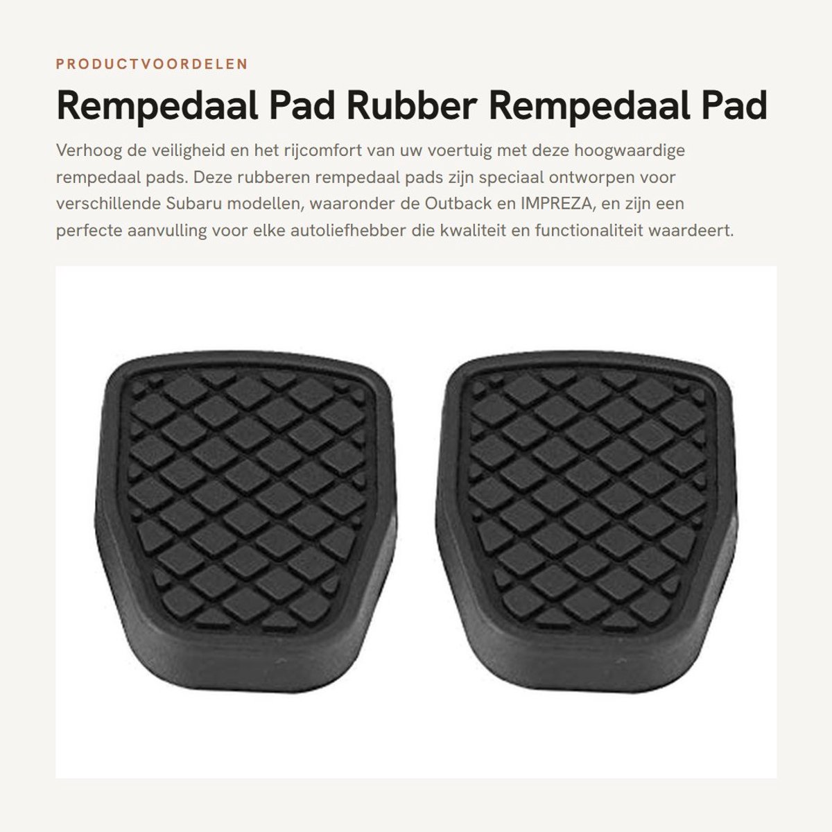 Dailygoods- Rempedaal Pad - Rubber - 2 Stuks - Zwart - 7,5 x 5,3 cm - Compatibel met IMPREZA en Outback - Pedaalhoes