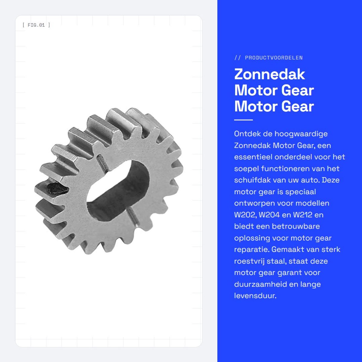 Dailygoods- Motor Gear 19 Tanden - Roestvrij Staal - Duurzaam - Antiroest - Anticorrosief - Geschikt voor W202/W204/W212 - Schuifdak Onderdeel
