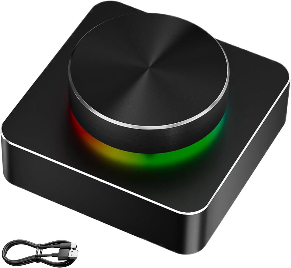 Draadloze volumeregelaar - Audiocontroller knop - Feest entertainment - Zeven lichtmodi - 6x6x2.8 cm - Meerkleurig