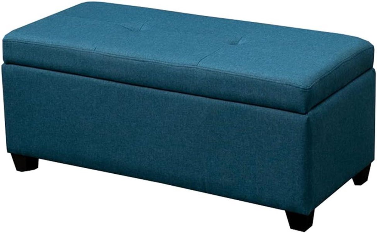 Opberg Poef - Ottomaan Poef - Woonkamer Organiseren - Met Klapdeksel - 100 cm breed - Blauw