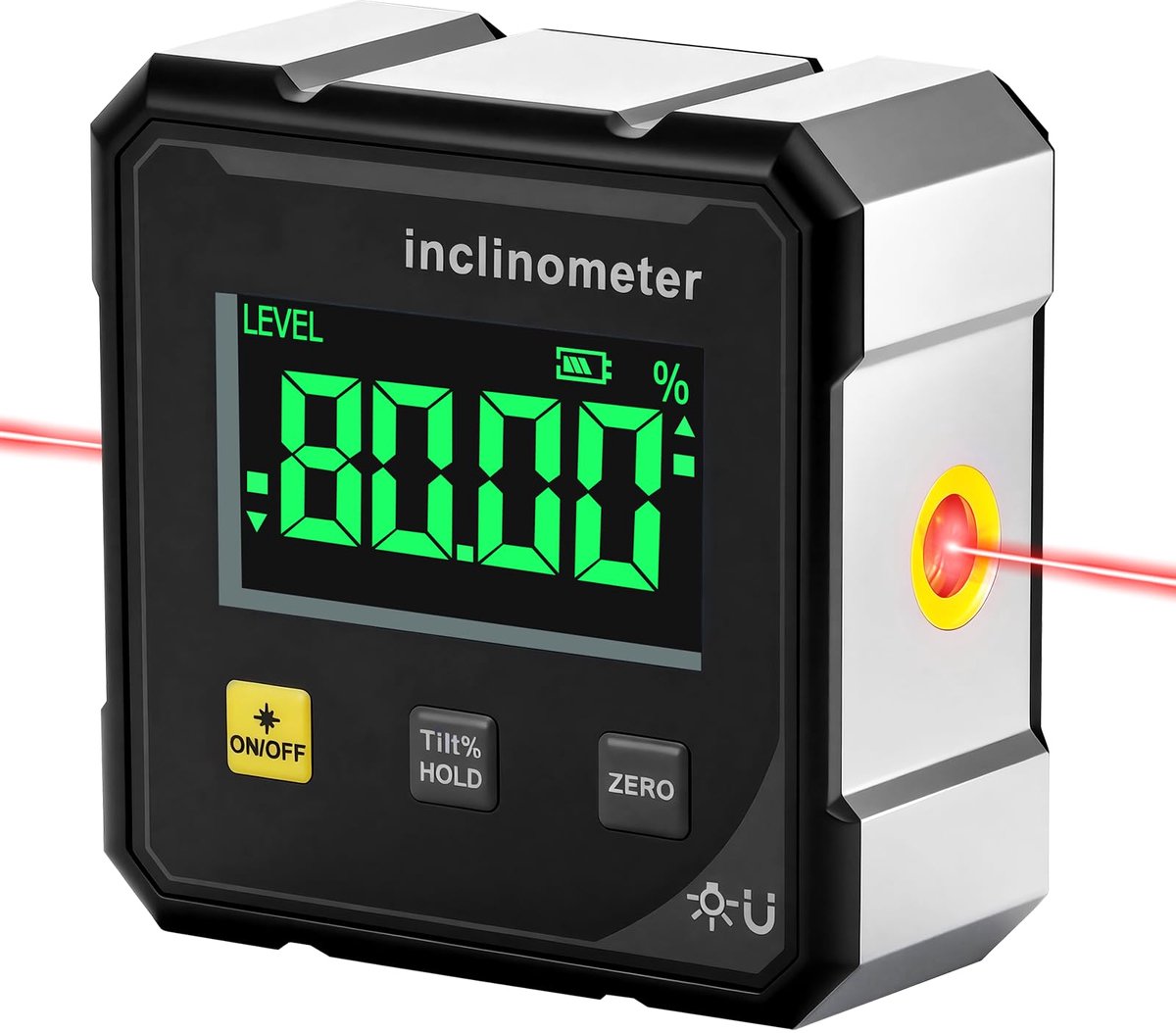 carmdering - Waterpas - Digitale Waterpas - Hoekmeter - Met magneetvoet en dubbel lasersysteem - Digitaal display, lichtgewicht en compact - Voor timmerwerk, houtbewerking en metaalbewerking - Perfect voor professionals en doe-het-zelvers