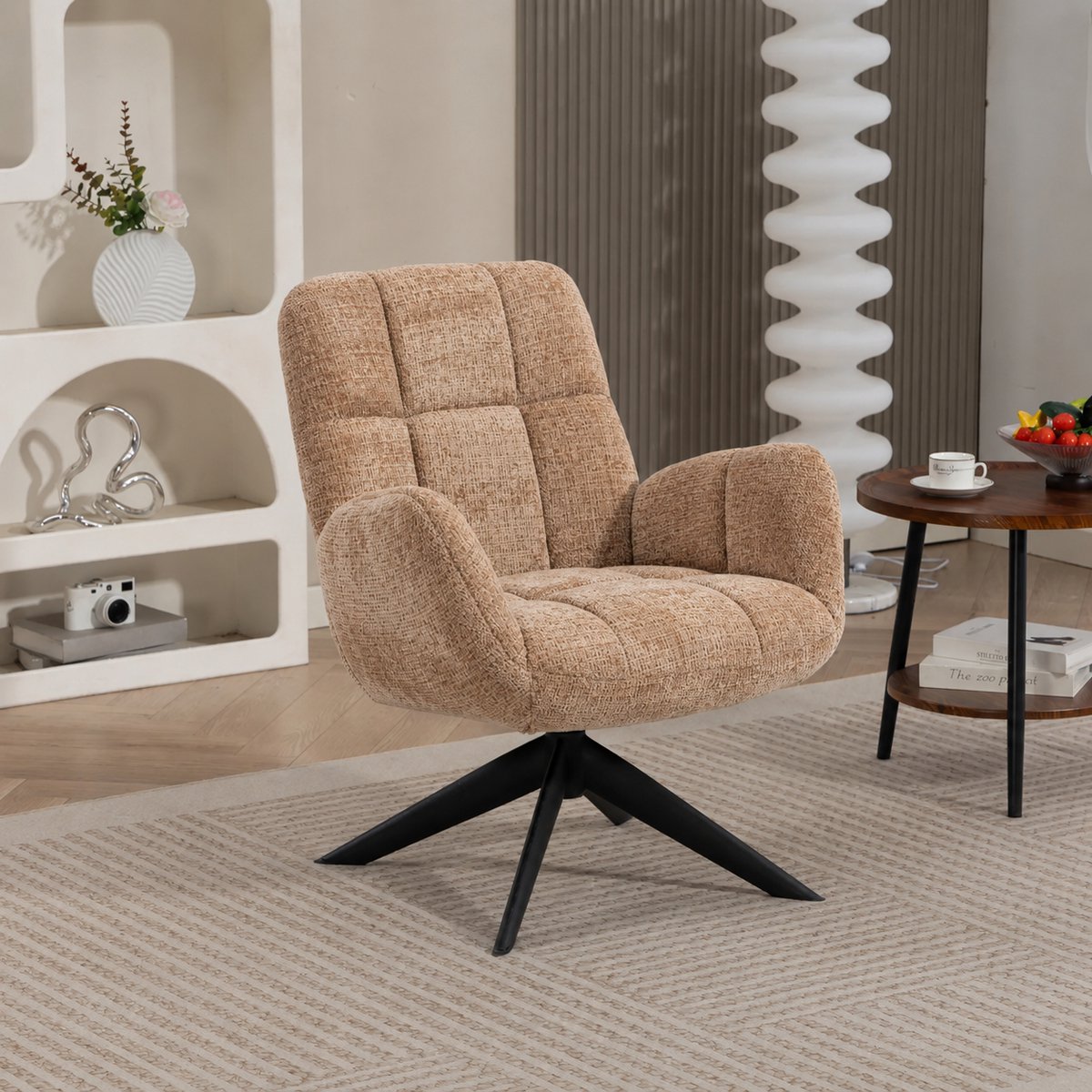 Fauteuil Lina - Cremona stof - 360 graden draaibaar - Cinamon