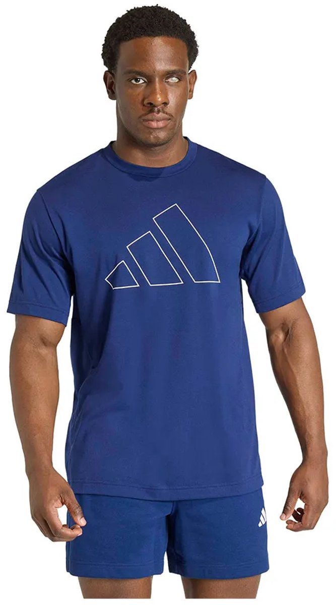 Adidas Workout Essentials Feelready Logo T-shirt Met Korte Mouwen Regular Man Blauw