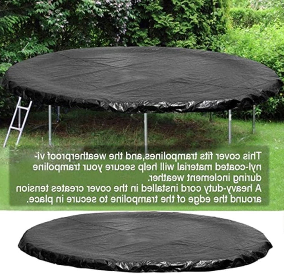 Trampoline Vervangingsmat - Springdoek Cover - Buiten Fitness - Waterdicht Weerbestendig - 396CM Diameter - Zwart