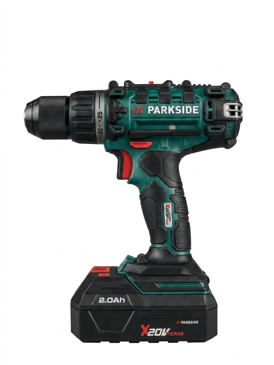 PARKSIDE Accu-schroefboormachine - krachtige X20V serie - met accu en lader - Beste koop '24 - Accuklopboorschroevendraaier - Schroevendraaier - Accuboormachine - 45 Nm Max - Voorkeuze: 25 draaimomenttrappen + boortrap