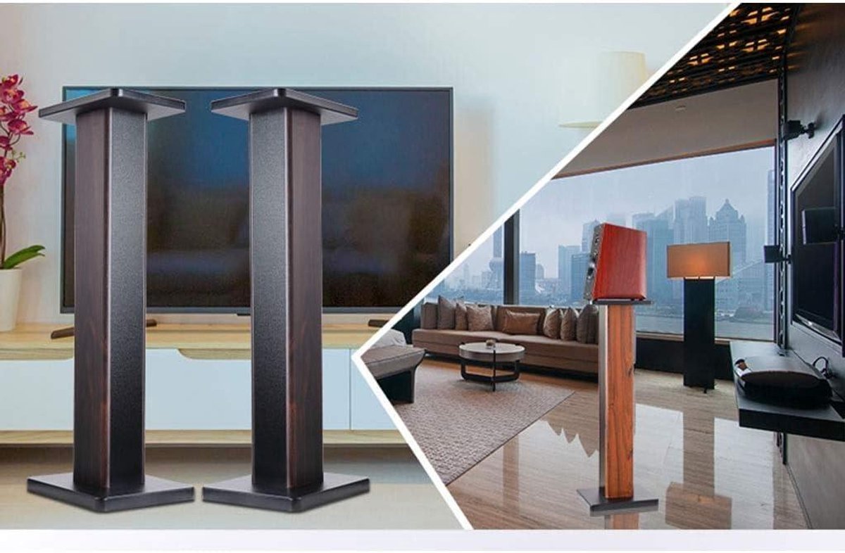 Luidspreker Stands - Tripod Hifi Racks - Verbeterde Audio - Schokabsorberend - 24x28x15cm - Houtkleur