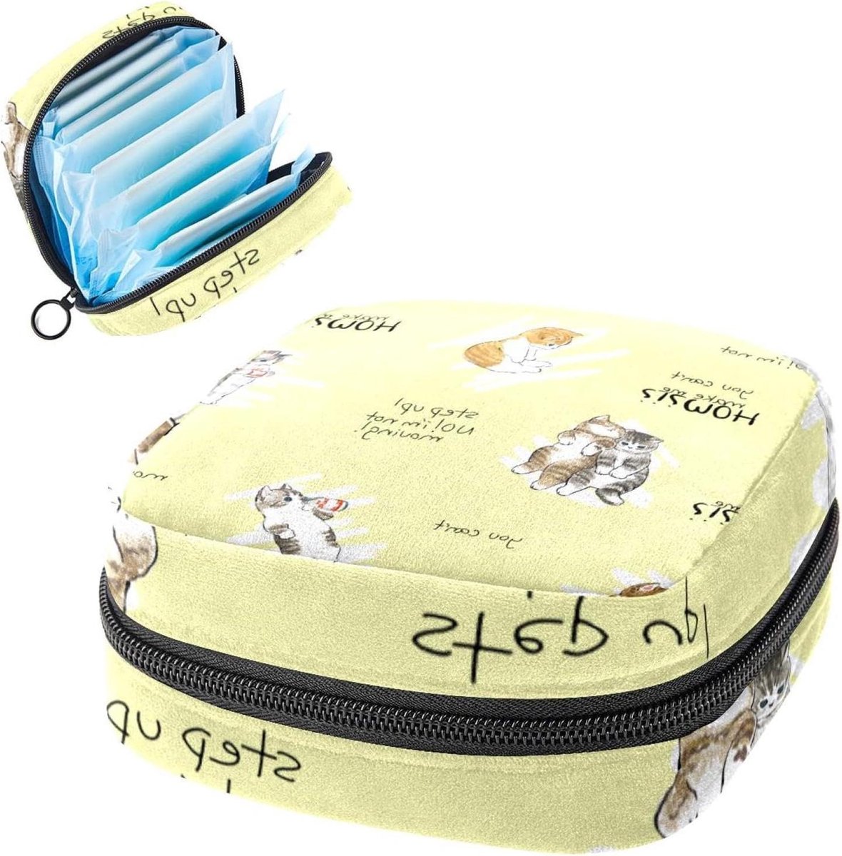 Menstruatiezakje - Maandverband tasje - Persoonlijke hygiëne - Ingebouwd klein vak - 12 x 17 cm - Veelkleurig