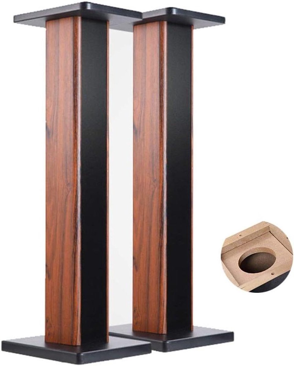 Luidsprekerstandaards Set - Houten Statieven - Verbeter Geluid - Zand Gevuld Ontwerp - Set van 2 - Houtkleur