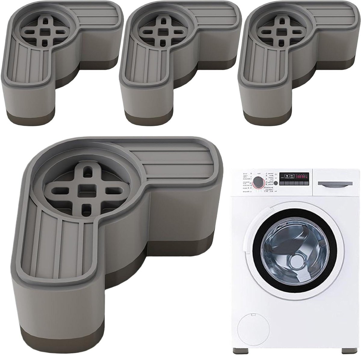 Wasmachine Pads - Antislipmatten Droger - Trillingen Reduceren - 8-Punts Stabilisatie - Set van 4 - Zwart